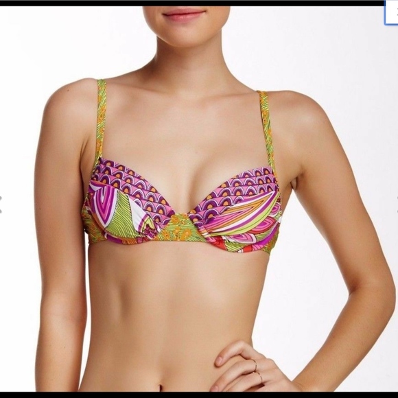 NWT 2PC Trina Turk [ 4 ] Amazonia Underwire Bikini Top & Tie Bikini‎ Bottom - Picture 2 of 10